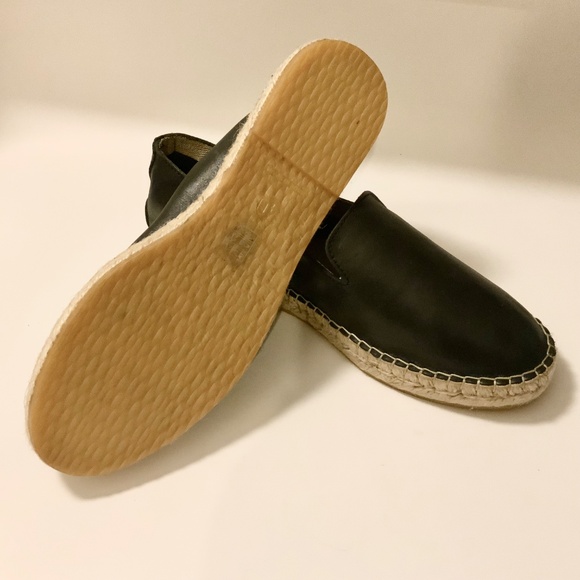 Free People Laurel Canyon Black Leather Espadrille Designer Flat Loafers 40 - Picture 3 of 7